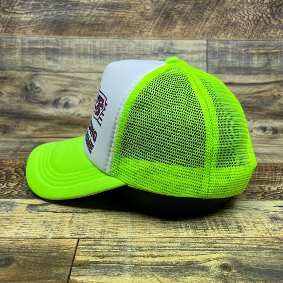 Calstreets Mens Trucker Hat Neon Green Skateboarding Is Not A Crime Baseball Cap - Picture 4 of 8